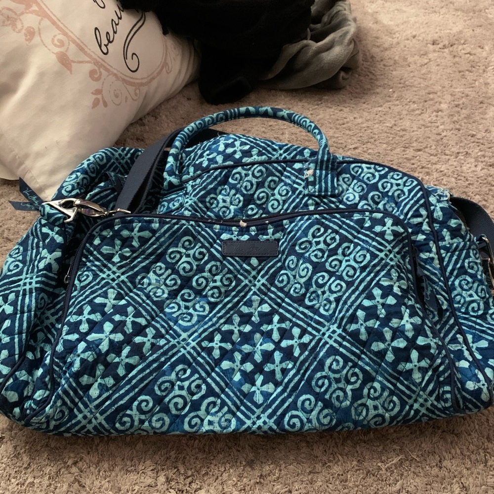 Blue Vera Bradley weekender bag